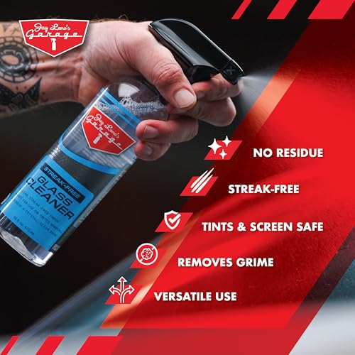 Jay Leno's Garage Glass Cleaner Spray – Streak-Free Auto Glass Cleaner for Cars, Automotive Window Cleaner for Car Windows, Windshields & Mirrors, Tint-Friendly Interior & Exterior Glass – 16 oz - size: 8 Fl Oz (Pack of 2)