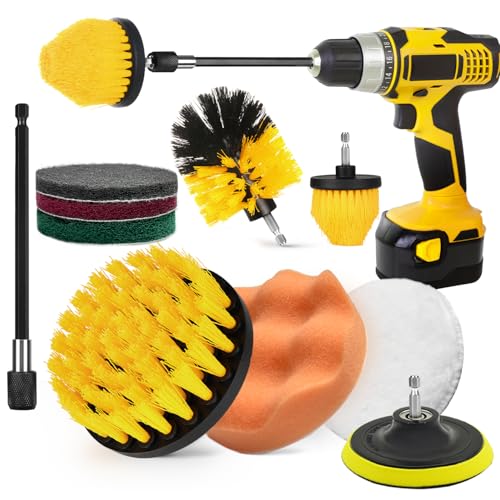 10Pcs Drill Brush Attachment Set, Drill Scrubber Brush Kit Include Scrub Pads, Drill Cleaning Brush Attachment Set for Bathroom, Tub, Tile,Floor, Grout, Boat - style: 10pcs