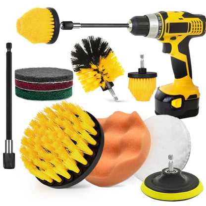 10Pcs Drill Brush Attachment Set, Drill Scrubber Brush Kit Include Scrub Pads, Drill Cleaning Brush Attachment Set for Bathroom, Tub, Tile,Floor, Grout, Boat - style: 10pcs