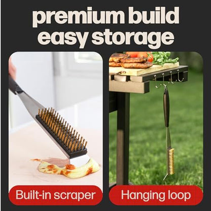 Hans Grill 2-in-1 Pizza Oven Brush & Scraper | Dual-Purpose Pizza Stone Brush Scraper with Stainless Steel Head | Outdoor Oven Cleaning Accessories, Stone Cleaner, Essential Cooking Tools.