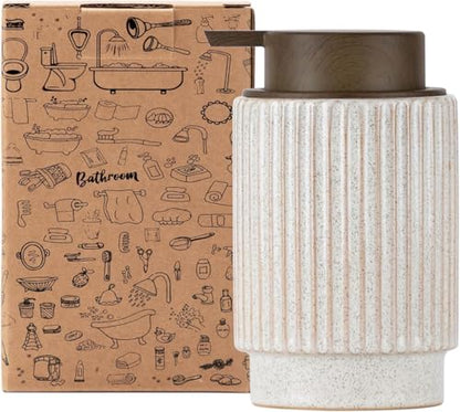 Ceramic Soap Dispenser, Wood-Grain Plastic Soap Dispenser, 10 oz Refillable Bottle for Liquid Soap - Kitchen, Sink, Bathroom（Liquid） - color: Liquid Wooden Color Pump