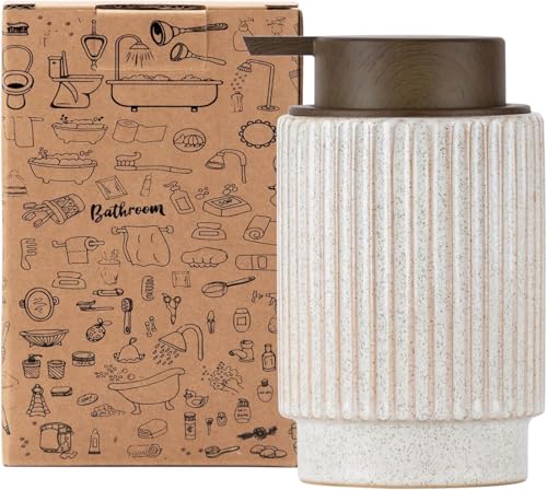 Ceramic Soap Dispenser, Wood-Grain Plastic Soap Dispenser, 10 oz Refillable Bottle for Liquid Soap - Kitchen, Sink, Bathroom（Liquid） - color: Liquid Wooden Color Pump