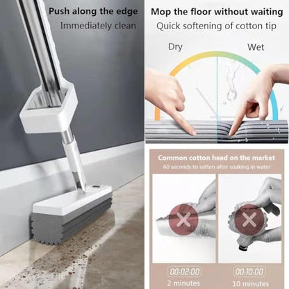 GeRRiT Mop, Home PVA Sponge Mop,Easy Squeeze mop,Floor mop, mops for Floor Cleaning,Hardwood Floor mop, Mighty Thirsty mop, Super Absorbent, White, QA-1198