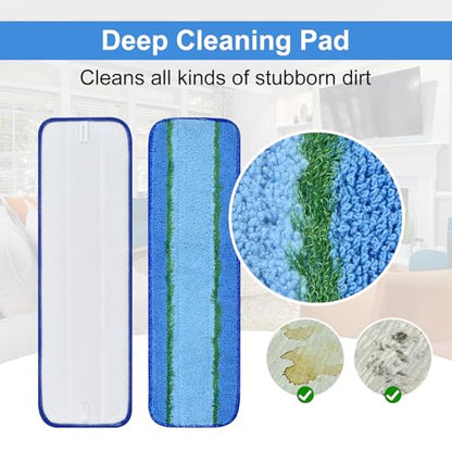 8 Pack Microfiber Cleaning Pad for Bona Mop Hardwood & Hard Surface Floors Dry and Wet Floor Cleaning - Includes 4 Microfiber Cleaning Pad, 2 Deep Clean Pads and 2 Dusting Pad - Dual Zone Cleaning - color: 4+2+2blue&grey