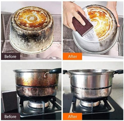 Magic Cleaning Sponge, Heavy Duty Carborundum Emery Scrub Pad, Non-Scratch Rust & Stain Remover, Quick Scrubber for Kitchen Cookware, Sinks, Pots, Pans, Stovetops, Ovens and Grills (8 PCS) - color: 8 Pcs