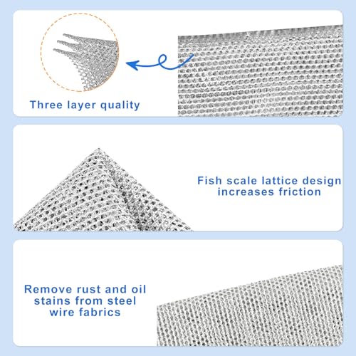 5-Pack 3-Layer Steel Scrub Cloths, Multi-Purpose Scouring Pads for Kitchen, Dishes, Appliances, Fruits & Vegetables - color: Triple-layer Steel Wire Cloth 5