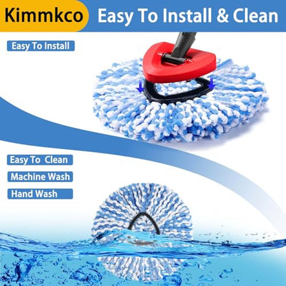 6 Pack Mop Head Replacement for O Cedar Only 2-Tank RinseClean Spin Mop, Mop Replace Refills for Ocedar Made of Fluffy Microfiber, Machine Washable, with 1 Mop Base - size: 6pcs 2-Tank Mop Blue and 1 Mop Base Set