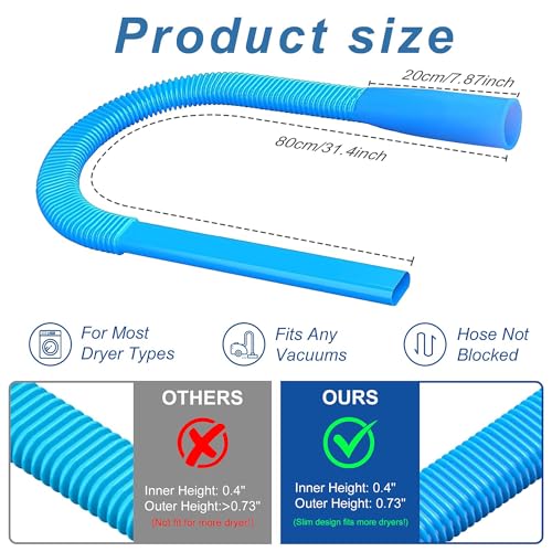 Dryer Vent Cleaner Universal Vacuum Hose Attachment Fits All Vacuums Cleaner Deep Cleaning Tools for Clogged Ducts & Lint Removal (Blue) - color: Blue