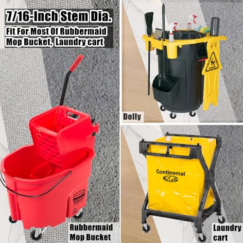 RILIDRI 3-Inch Swivel Stem Caster for Rubbermaid Mop Bucket Utility Cart, 7/16-Inch Stem Diameter Rubber Wheel Set of 4, Heavy Duty TPR Weber Grills Shop Vac Replacement Wheels - style: 3 Inch-150LB (No Brakes)