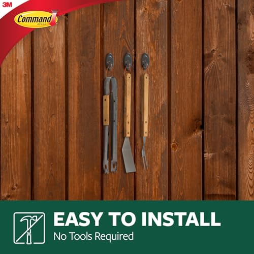 Command Outdoor Medium Slate Terrace Hooks with Foam Strips, Great for 4th of July Decorating Damage Free, 2 Hooks, 4 Strips - size: Medium, style: Outdoor Hooks