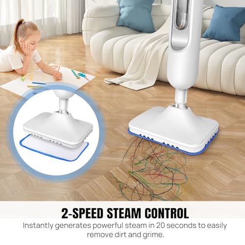 Banas 1500W Smart Electric Steam Mop, with 400ml Water Tank & 15.8FT Cord - 2-Gear Steam Volume Adjustment, Integrated Design, Long Endurance, Fast Heating, Lightweight, Multi-Surface Floors Cleaning