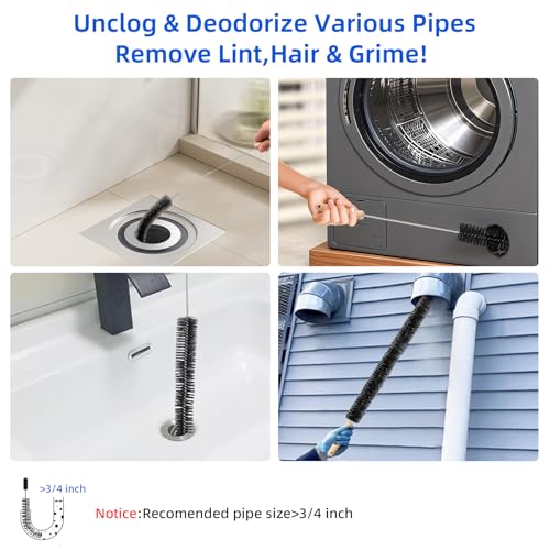 Dryer Vent Cleaner Kit 5 Pack for Fire Prevention-Home Essentials Long Flexible Dryer Vent Brush for Lint Trap-Multipurpose Household Cleaning Tools
