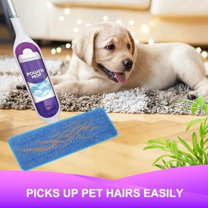 Reusable Power Mop Refill Pads for Swiffer Power Mop Starter Kit - Swifter Powermop Pads Refills - Multi-Surface & Wood Mopping Pad Refill for Floor Cleaning - Washable Microfiber Pad, 4 Pack - color: 4 Pack (Blue)