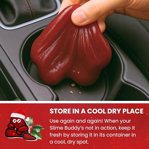 Slime Buddies Car Cleaning Gel Putty - Christmas Spice Scented Interior Detailing Tool for Cup Holders, Air Vents & Keyboard - Reusable Auto Detailing Accessories - Dust Remover Goop - color: 01 Pack Christmas Spice