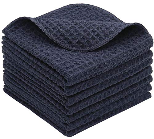 Microfiber Kitchen Dish Cloths Thick Dish Rags Cleaning Cloth Waffle Weave Washcloths Odor Free Ultra Absorbent 12Inch X 12Inch 7 Pack (Black) - color: Black, size: 12Inch X 12Inch