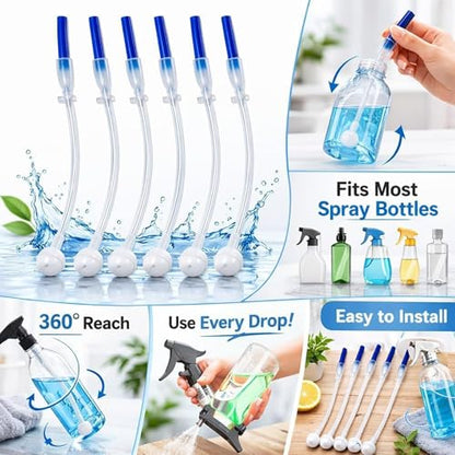 360° Spray Bottle Adapter Kit-Universal Fit Tilted Multi-Angle Sprayer Attachment with Weighted Tube Replacement for Home,Office&Kitchen Use,Upside Down Multi-Angle Sprayer Attachment (3PCS)