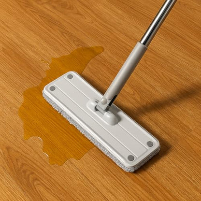 Mop and Bucket Set Self Wringing System – Separate Clean & Dirty Water, 360° Rotating Flat Mop, 2 Reusable Microfiber Pads, Hands Free Wet & Dry Cleaning for Hardwood Tile Laminate – Vallary