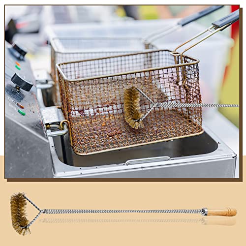 Nuenen 3 Pieces Fryer Cleaning Tools Including L Shaped Fryer Cleaning Brush, Deep Cleanout Rod and Long Handle Basket Brush, Good to 750f for Restaurant Accessories