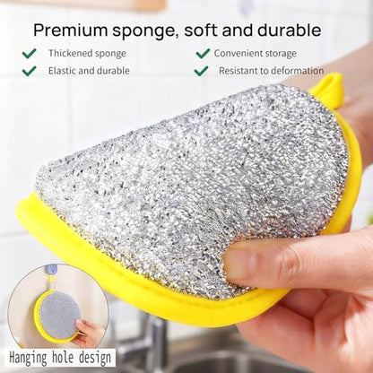 Double Sided Dish Sponges, Extra Thick 2.5cm, 10 Pack | Non Scratch, Heavy Duty Scouring Pads, Handle Hole, For Dish Washing, Sink & Stove Cleaning