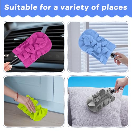 Zubebe 6 Pcs Duster Refill Reusable Fleece Duster Refills Feather Flat Dusters Multi Surface Washable Cleaning Pads Tools for Home, Blinds, Car, Pet, Furniture, Fans (Elegant Color) - color: Elegant Color