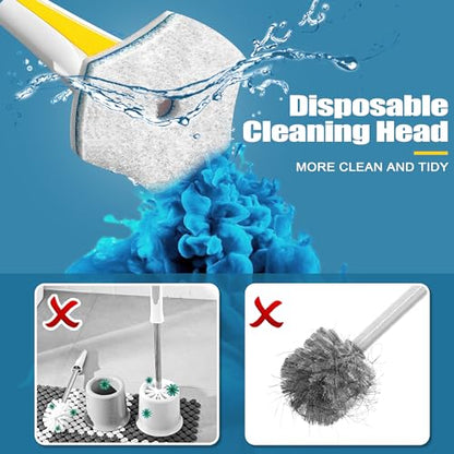 JEHONN Disposable Toilet Brush with 40PCS Wand Cleaner Refills, Wall Mounted Toilet Bowl Brush Holder Set, Bathroom Cleaning System for Sink Bathtub Wash Basin (Yellow) - color: Yellow