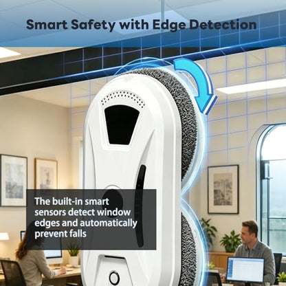 Automatic Smart Window Cleaning Robot, SmartClean Hands-Free Glass Cleaner with Remote Control, 2800Pa Suction for Spotless Mirrors & Tiles, Safe for High-Rise Floor-to-Ceiling Windows