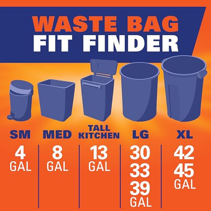 Hefty Strong Tall Kitchen Trash Bags, Unscented, 13 Gallon, 45 Count - size: 45 Count (Pack of 1)