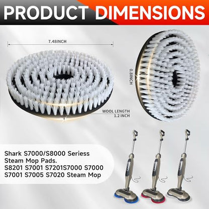 Steam Mop Replacement Brush Pads for Shark Steam and Scrub Mop S8201 S8001 S7201 S7000 Series 2 Brush Heads +2 Microfiber Absorbent Pads - color: 2white 2green