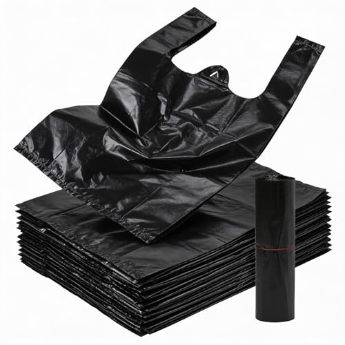 Small Trash Bags 100PCS with Handles Leak Proof, Extra Thick Waste Bag, Poop Bags,Car Trash Bags, for Dogs&Cats, Black - color: 100Black