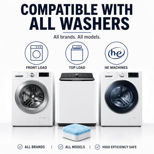 Washing Machine Cleaner Tablets - Penetrating Deep Clean Washer Cleaner Tablets For Front Loader And Top Load HE - Active Formula Tub Descaler Deodorizer - style: Washing Machine Cleaner