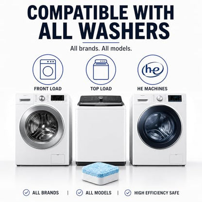 Washing Machine Cleaner Tablets - Penetrating Deep Clean Washer Cleaner Tablets For Front Loader And Top Load HE - Active Formula Tub Descaler Deodorizer - style: Washing Machine Cleaner