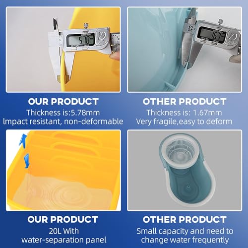 5.5Gallon Industrial Grade Mop Bucket with Adjustable Wringer, Vibrant Yellow Weather-Proof Finish, Effortless Cleaning for Efficient Cleanup
