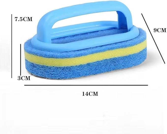 Ergonomic Cleaning Brush with Shower Sponge, Multi-Purpose Scrubber for Bathroom, Kitchen, Bathtub, Toilet, Efficient Deep Cleaning Tool, Blue - color: Blue