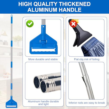 KeFanta Commercial Mop 60 inch Heavy Duty Industrial Wet Mops with Long Handle,Looped-End String Cotton Mop for Home, Kitchen,Garage,Office and Concrete/Tile Floor Cleaning - size: Industrial Mop