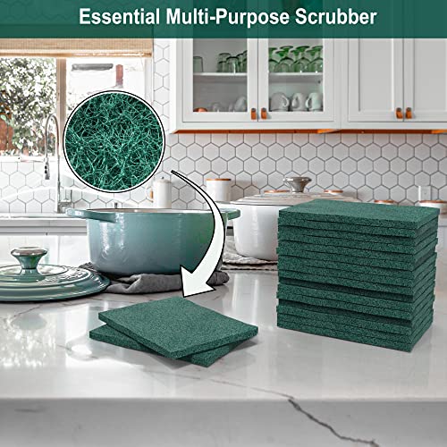 100 Pack Heavy Duty Scouring Pads, Green Scrubbing Pads, 3x4 Inch | Reusable Scrub Pads for Cleaning, Non Scratch, Household Multipurpose Scrubbers For Kitchen, Dishes, Pots, Pans, Metal Grills - size: 3 X 4 100 Pack