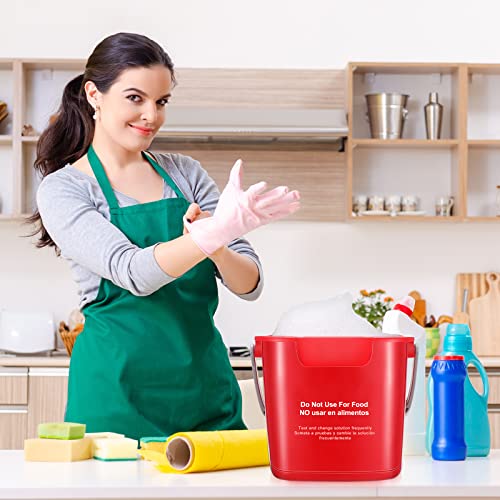 Roshtia 6 Pcs 3 Quart Cleaning Bucket Small Sanitizing Square Bucket Detergent Pail for Home Commercial Restaurant Kitchen Office School (Red) - color: Red