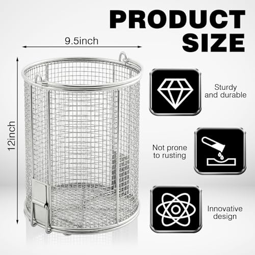 1 Pcs 1/4″ Mesh 5 Gallon Dip and Drain Stainless Steel Part Cleaning Strainer Basket for Buckets, Swing Handle, for Mechanics Auto Parts Washing Garage Shop Home Workshop, Bucket Not Included - size: 5 Gallon,1/4″