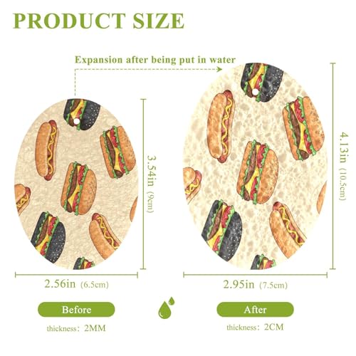 Black Burger Hotdog Dish Scrub Sponges Kitchen Non Scratch Reusable Compressed Cellulose Sponge Hanging for Household Cleaning Washing Dishes Pots and Pans 3 Pack - color: Pattern17