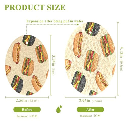 Black Burger Hotdog Dish Scrub Sponges Kitchen Non Scratch Reusable Compressed Cellulose Sponge Hanging for Household Cleaning Washing Dishes Pots and Pans 3 Pack - color: Pattern17