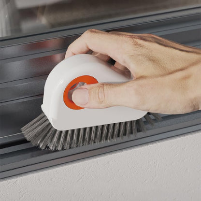 2 in 1 Groove Cleaning Brush Window Track Cleaning Tools, 2025 New Multifunction Hard Bristle Crevice Cleaner Brush with Hidden Scraper, Grout Cleaner Grip Brush for Sliding Door Track - color: White