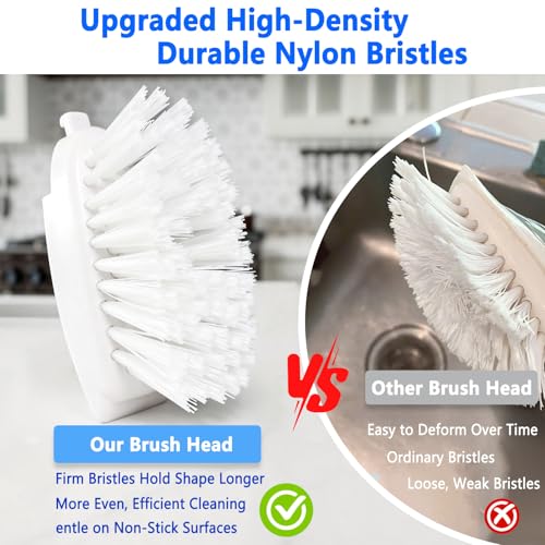 Dish Brush Refills, Dish Scrubber Replacement Heads Compatible with OXO Soap Dispensing Dish Brush, Nylon Bristles with Built-in Scraper, Suitable for Non-Stick Cookware, 2 Pack - color: 2 Pack, White