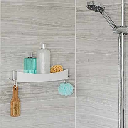 Better Living Clever Flip Shower Shelf, Basket or Shelf, Wall Mounted Shower Caddy Organizer with Removable Hooks, Multi-Purpose, No Drilling Adhesive, 16.88" x 4" x 2.88", White - color: White/Chrome, style: Flip Shower Shelf