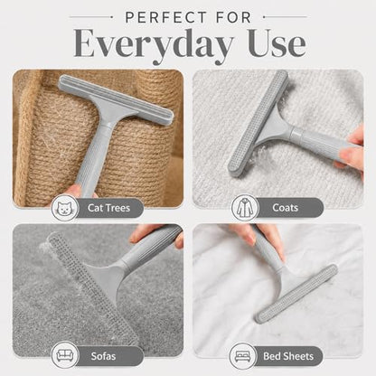 2 Pack Portable Pet Dogs Cats Hair Remover Lint Removal Shaver Tool Fur Scraper Carpet Rake for Couch Furniture Car Mats Fabric Sofa Clothes Bedding - color: Gray