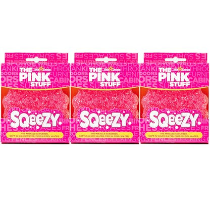 Stardrops – The Pink Stuff – SQeeZY Miracle Scrubber Sponge, Scratch Free Solution for Ultimate Home Cleaning - Perfect for Kitchens, Bathrooms, and Outdoor Use, 3-Pack