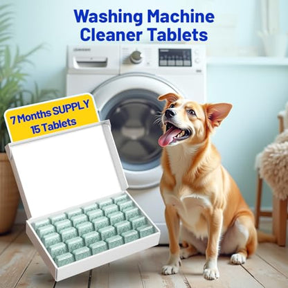 Washing Machine Cleaner -15 Pack, Formulated for Pet Owners | Compatible with HE, Top & Front Load Washer | Septic Safe | Fresh Scent | Removes Residue | Remove Stubborn Pet Hair - color: Green 15 Pack