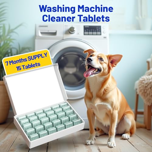Washing Machine Cleaner -15 Pack, Formulated for Pet Owners | Compatible with HE, Top & Front Load Washer | Septic Safe | Fresh Scent | Removes Residue | Remove Stubborn Pet Hair - color: Green 15 Pack