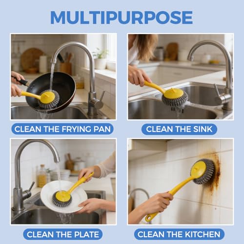 Household Kitchen Cleaning Brush | Comfort Grip Handle Durable Scrub Brush for Stain Removal 29-1 - color: Long-handled Brush