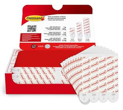 Command Indoor Large Replacement Strips, 20 Strips, Damage-Free Wall Hanging, Re-Hang Large Hooks for Home and Wall Decor, Holds up to 5 lb, White Adhesive - size: 20 Strips