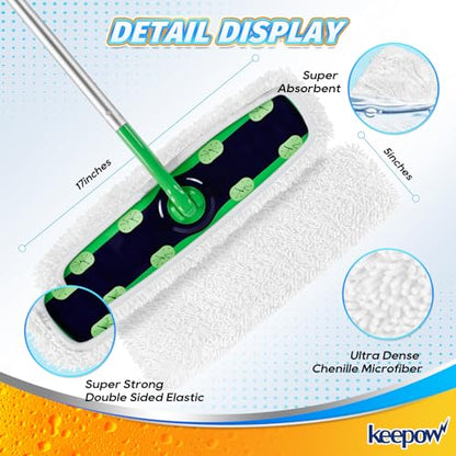 KEEPOW Reusable XL Wet Refills Compatible with Swiffer Sweeper XL, X-Large Dry Sweeping Cloths, Wet Mopping Cloths, Washable Microfiber XL Mop Pads Refills for Surface/Hardwood Floor Cleaning, 4 Pack - size: 4 Pack, White