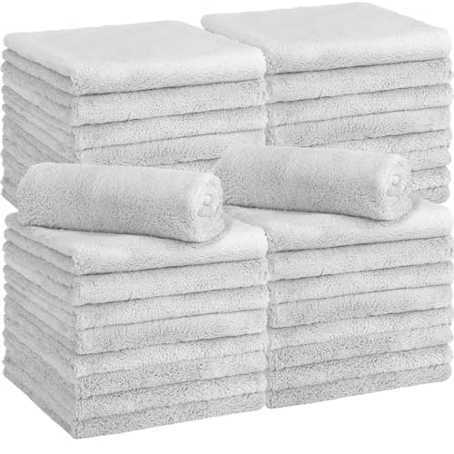 Shimeyao 30 Pcs Edgeless Microfiber Plush Towels for Cars Detailing Drying Wash Polishing Absorbent Cleaning Cloths, 500 GSM (16 x 16 Inch,Light Gray) - color: Light Gray, size: 16 x 16 Inch